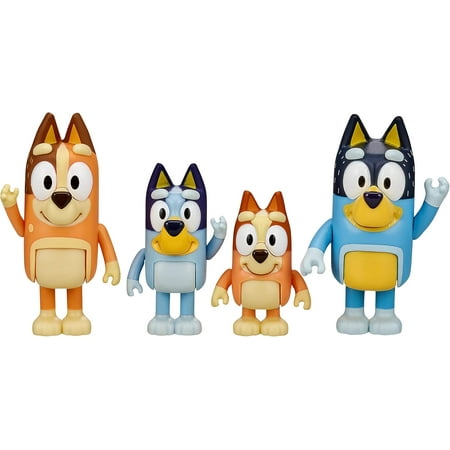 Bluey and Friends 4 Pack of 2.5-3 Poseable Figures - Bluey & Family