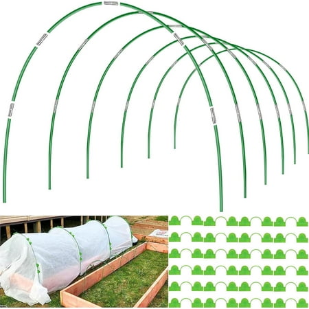 Garden Hoops for Raised DHF10 Beds & Row Cover 36pcs Garden Grow Tunnel Netting Hoops Support Hoops Garden Bed Hoops Flexible Fiberglass DIY Hoops for Outdoor Plant 24pcs Clips