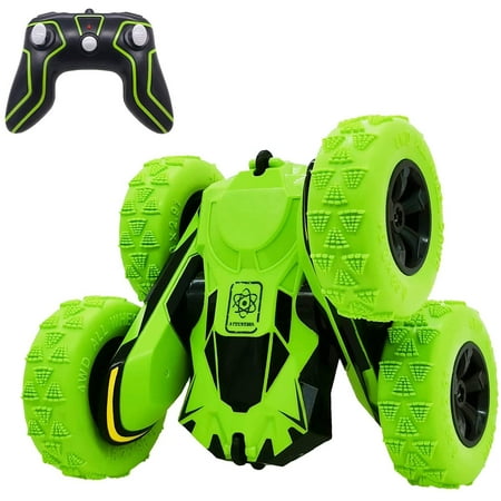 Remote Control Stunt Car Green Rechargeable 360-degree Flips For Kids 6 Years Old