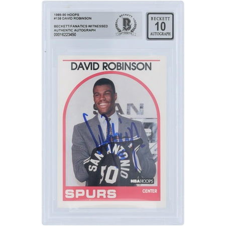 David Robinson San Antonio Spurs Autographed 1989-90 Hoops Series 1 #138 Beckett Fanatics Witnessed Authenticated 10 Rookie Card - Fanatics Authentic Certified