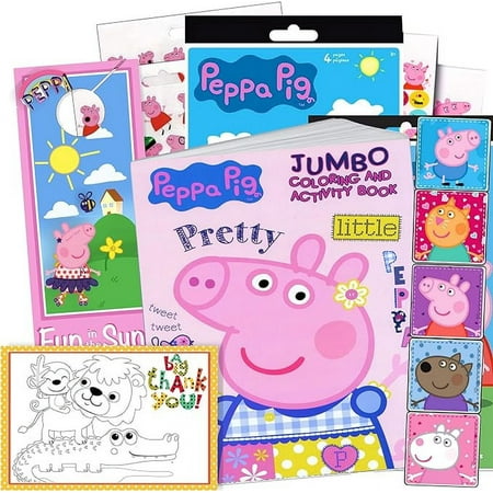 Coloring and Activity Set - Bundle Includes Peppa Pig Coloring Book Peppa Pig Stickers and 2-Sided Door Hanger (Peppa Coloring Book & Stickers)